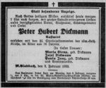 Dickmann, Peter Hubert - Todesanzeige