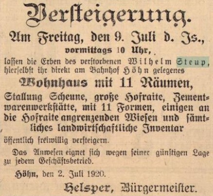 I4533 Steup Wilhelm Versteigerung